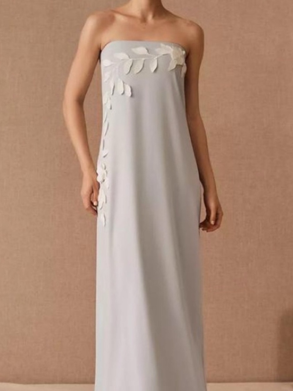 Sachin & Babi Margaux Strapless Gown Blue Floral Appliqué Column Dress Bridal